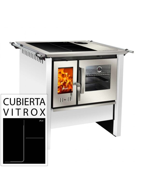 Cocina a leña Allegra Vitrox blanca Amesti